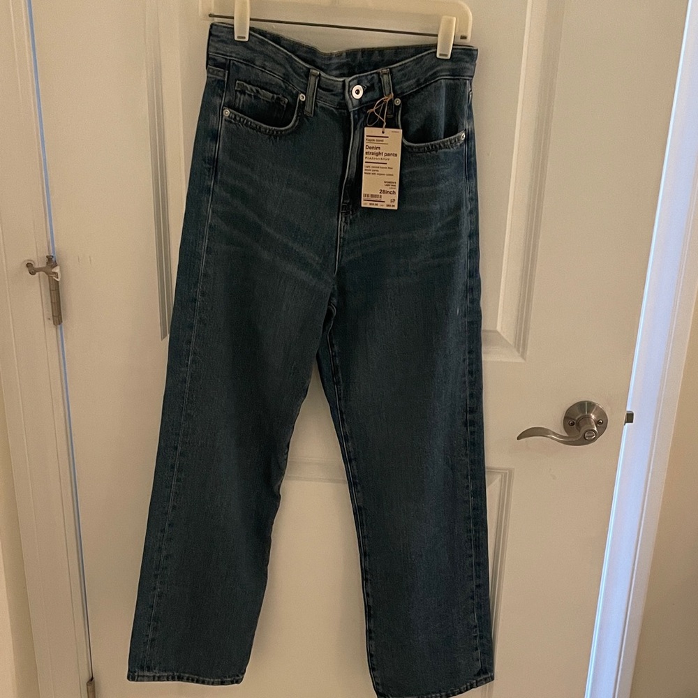 NWT muji kapok blend denim straight pants